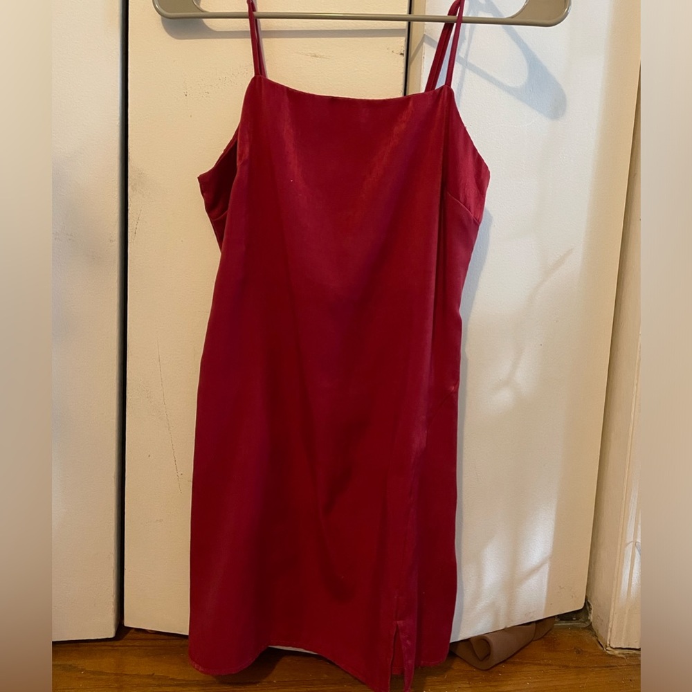 UO Red Satin Mini Dress in XS